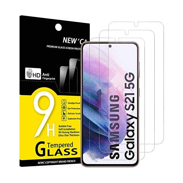 3 Pack Verre Trempé Samsung Galaxy S21+ 5G/S21 Plus 5G +Verre Trempé Caméra  Arrière Protecteur , 9H Film Protection en Verre Trempé