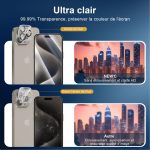 Protection d'écran Verre trempé iPhone 15 Pro Max - PT06