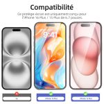Protection d'écran Verre trempé iPhone 16 Plus / iPhone 15 Plus - PT01