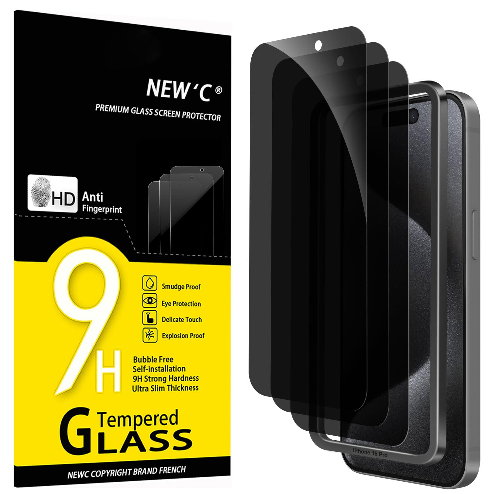 71PJw0a2SeL.jpg Protection d'écran Verre trempé iPhone 15 Pro