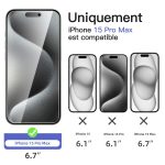 Protection d'écran Verre trempé iPhone 15 Pro Max - PT01