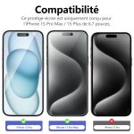 Protection d'écran Verre trempé iPhone 15 Pro Max / iPhone 15 Plus - PT01
