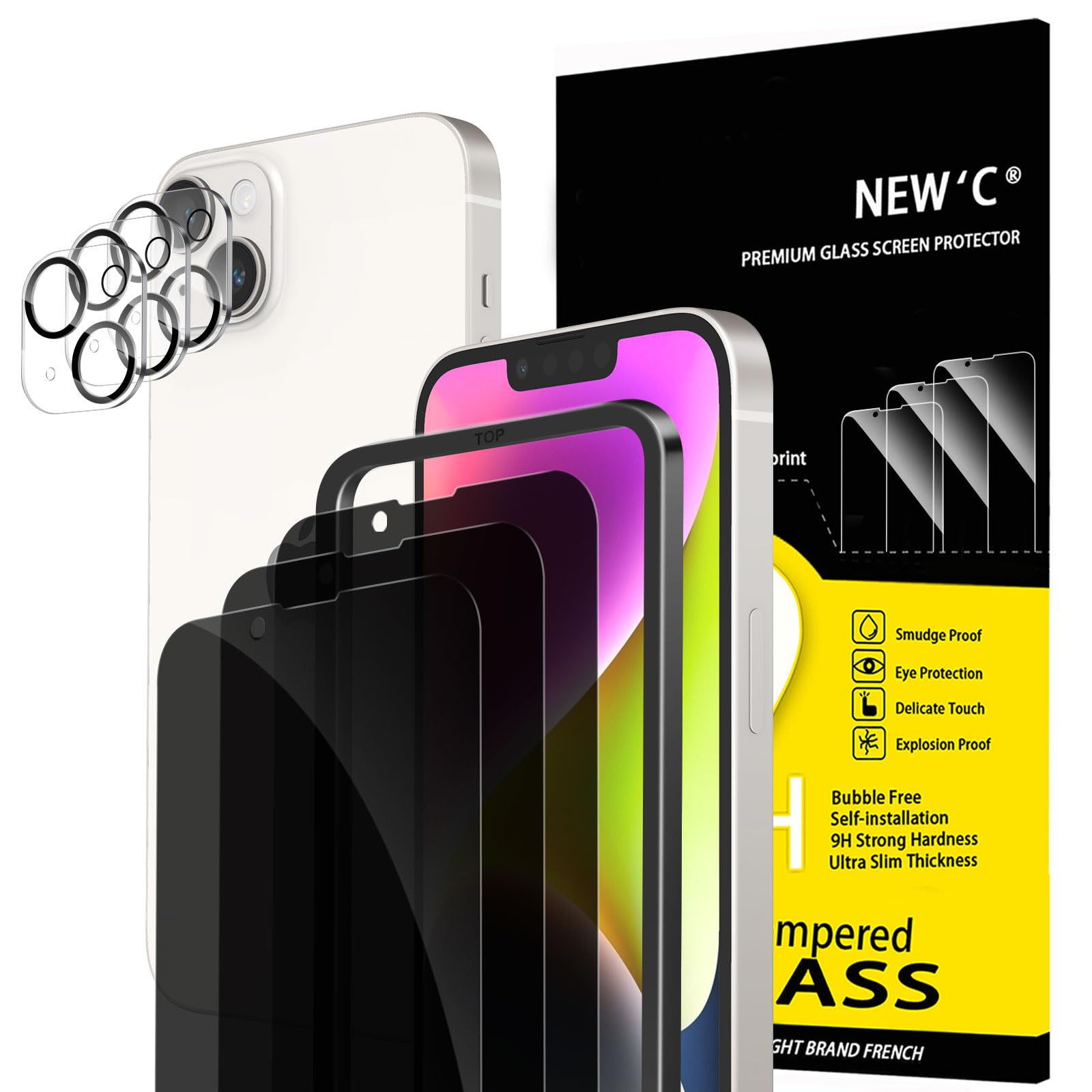 71hfW19tP8L.jpg Protection d'écran Verre trempé iPhone 14 Plus