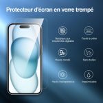 Protection d'écran Verre trempé iPhone 16 / iPhone 15 - PT03