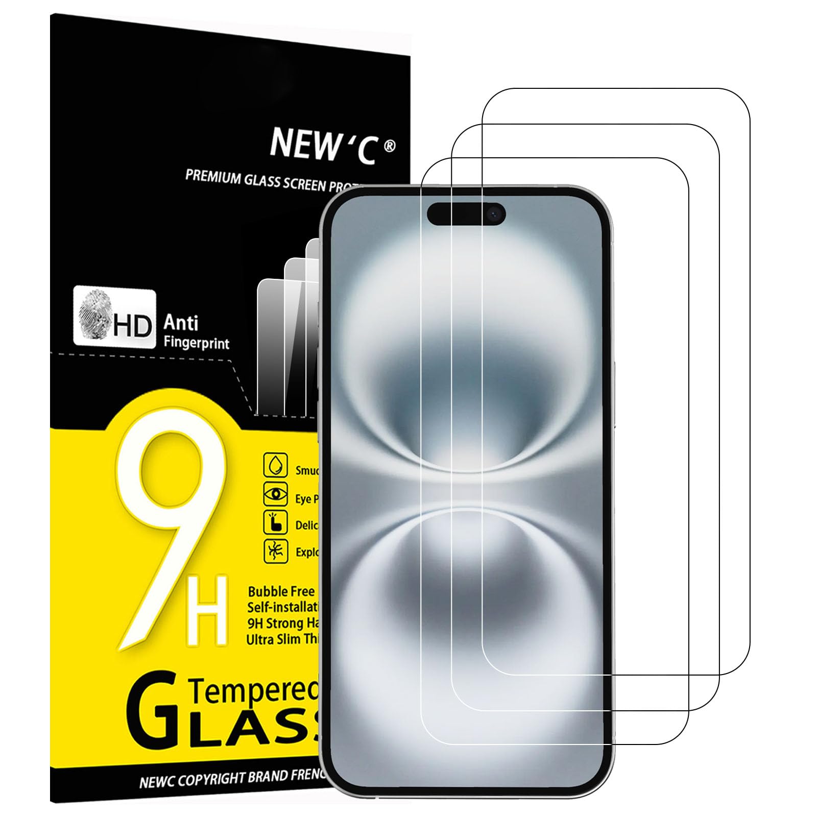 61LaM7Qk1WL.jpg Protection d'écran Verre trempé iPhone 16 Plus