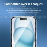 Protection d'écran Verre trempé iPhone 16 / iPhone 15 / iPhone 15 Pro - PT02