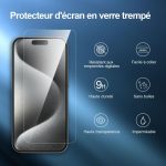 Protection d'écran Verre trempé iPhone 15 Pro - PT03