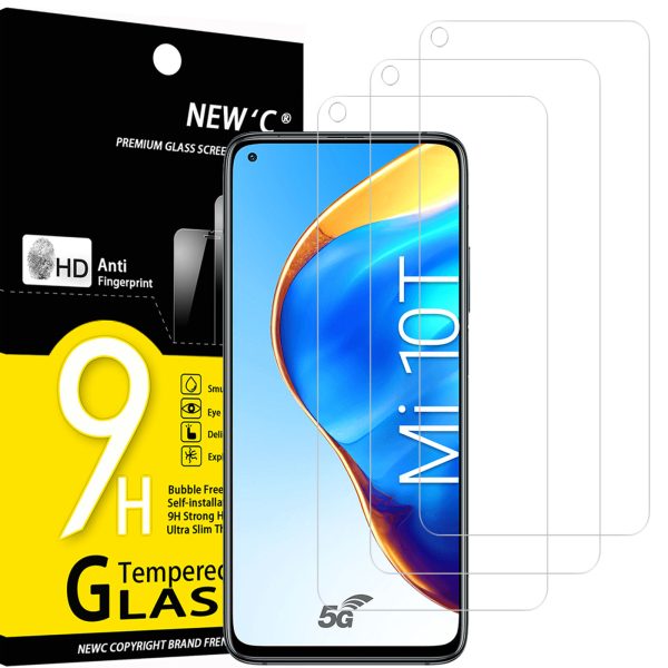 Lot de 3 Verre Trempé pour Xiaomi Mi 10T 5G, Mi 10T Pro 5G