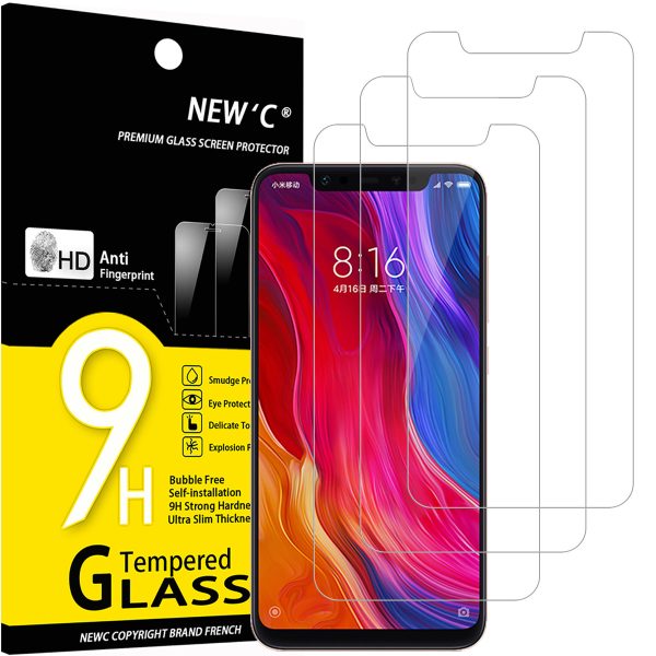 Lot de 3 Verre Trempé pour Xiaomi Mi 8, Mi 8 Pro, Mi 8 Explorer